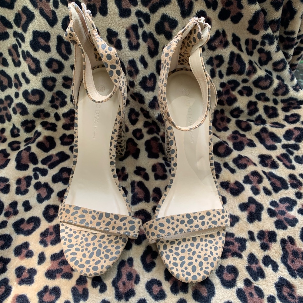 Wild Diva Leopard Print Beige and Black Heels